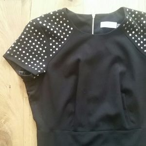 Calvin Klein studded short sleeve black dress LBD